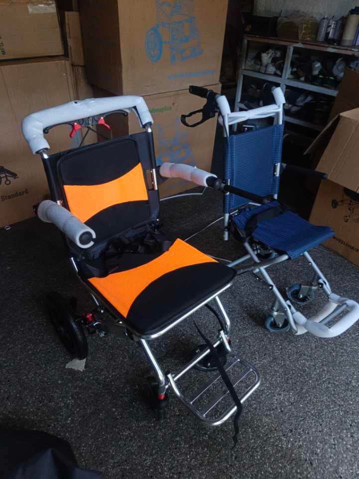 Lightweight Folding Wheelchair and Walker (Category: Wheelchairs) located in Quezon City. Submitted by baborjerry58098 (Listing ID 1450092862, Image 1). Description: - Lightweight folding wheelchair with stylish orange and black padding. - Blue folding walker, also easy to fold and store. - Ideal for travel or everyday convenience. - Simple to fold and compact for storage. - Feel free to ask any questions!.