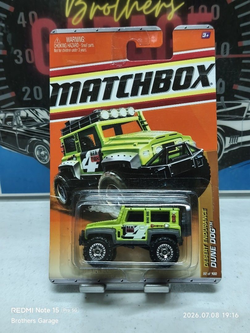 Matchbox Dune Dog (2011) (Category: Vintage Collectibles) located in Manila. Submitted by deem34309 (Listing ID 1450028019, Image 1). Description: Location: Binondo, Manila Dune Dog (2011). Desert Endurance series 9/11. BAWAL MASELAN. Items may have soft corners due to storage. Pls. pay after confirmation. MOP: GCash or Cash (for pick-up & meet-up) Meet-up within area of Lucky Chinatown Mall / Binondo Church (Subject to time availability) Pick-up