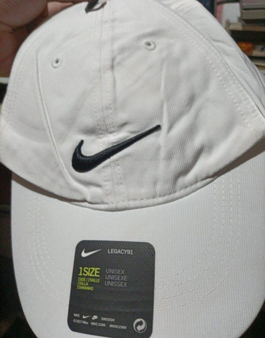 Nike Aerobill Legacy91 Golf Hat White (Category: Caps & Hats) located in Bocaue. Submitted by michellesell_2 (Listing ID 1450121776, Image 3). Description: - White Nike Aerobill Legacy91 Golf Hat - Classic Nike swoosh logo - Mesh panels for enhanced breathability - One size fits most - Ideal for golf or everyday casual wear - BRAND NEW. TAIWAN SHOP..
