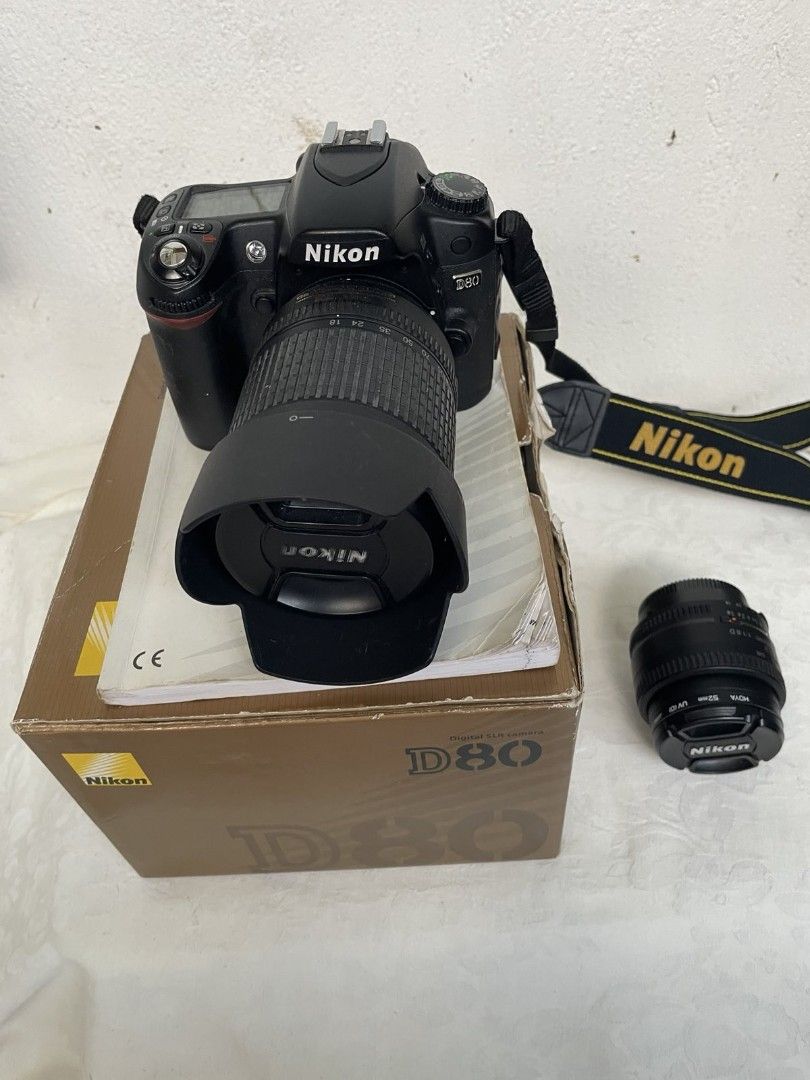 NIKON D80 kit (Category: Cameras) located in Paranaque City. Submitted by mistycakesbestbeagle (Listing ID 1450014589, Image 2). Description: RFS: decluttering, need funds for medical bills 👍 what you see is what you get ✅ NIKON D80 with kit lens 35-185 zoom ✅ one 50 mm prime lens ✅ box with manual, charger and cables for connection ✅ also comes with BENRO tripod A-027 model ✅ ideal for newbies ✅ lot price posted.