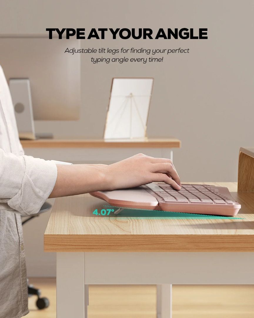 Nulea Ergonomic Split Keyboard with Wrist Rest - Pink511347303143198723