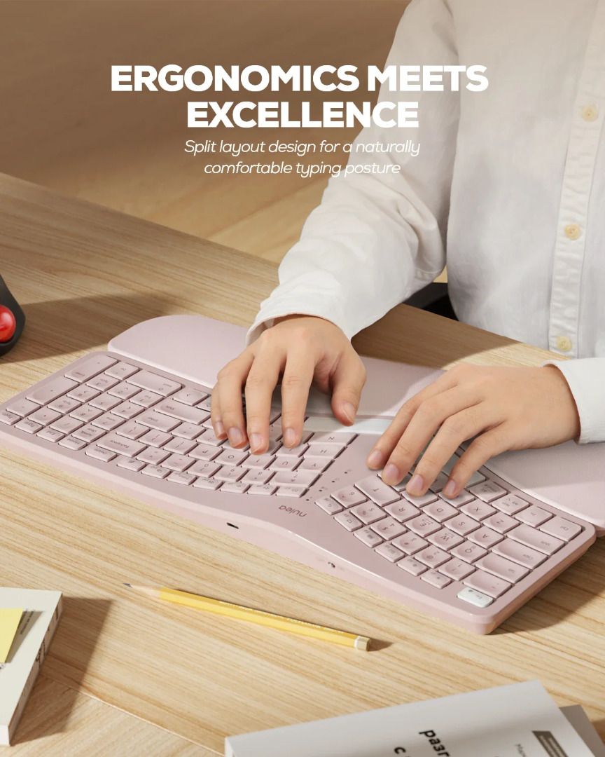 Nulea Ergonomic Split Keyboard with Wrist Rest - Pink511347303143198724