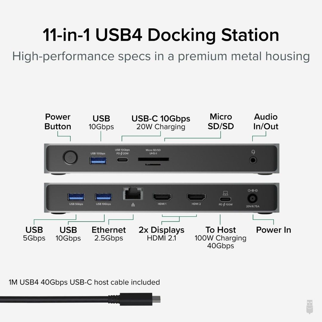Plugable Thunderbolt 4 Docking Station (UD-4VPD)511360381685616644