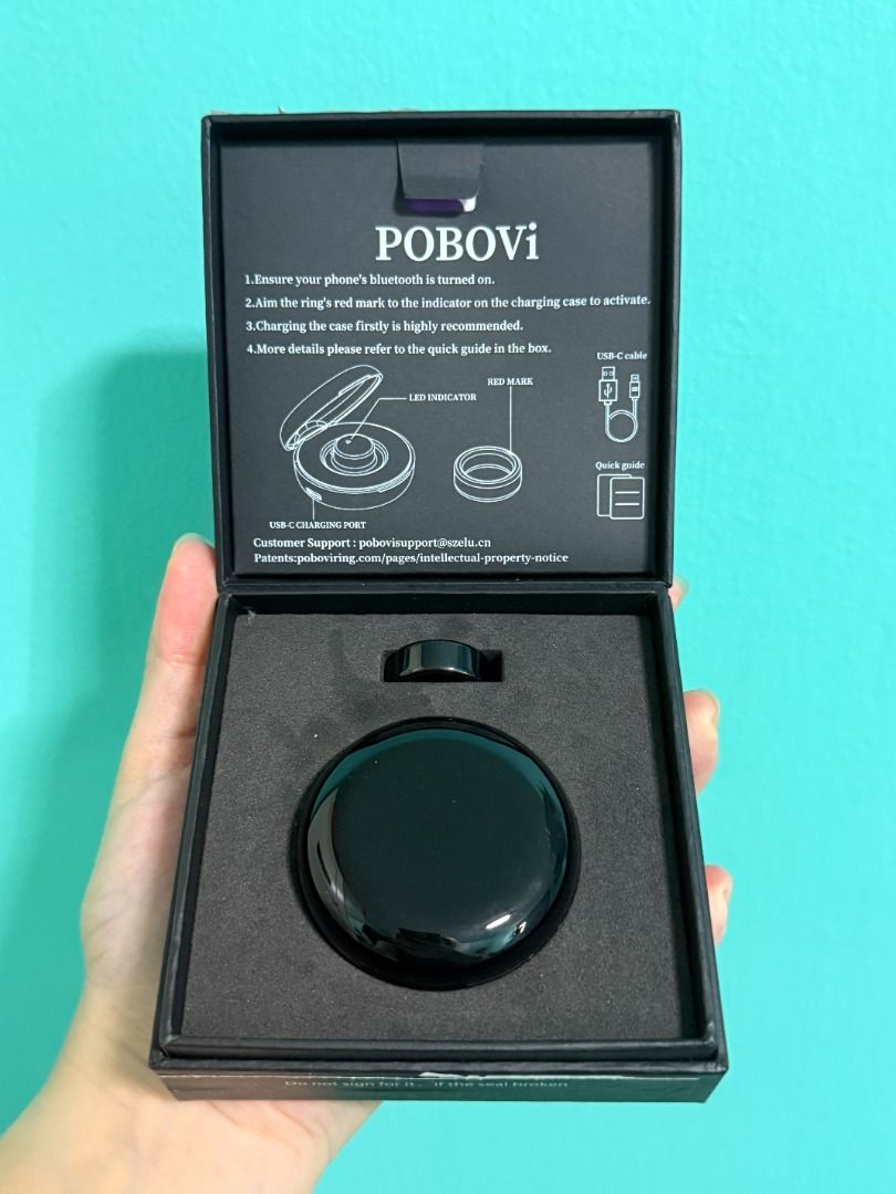 Pobovi Ring Smart Ring with Charging Case - Size 8510828719081400321