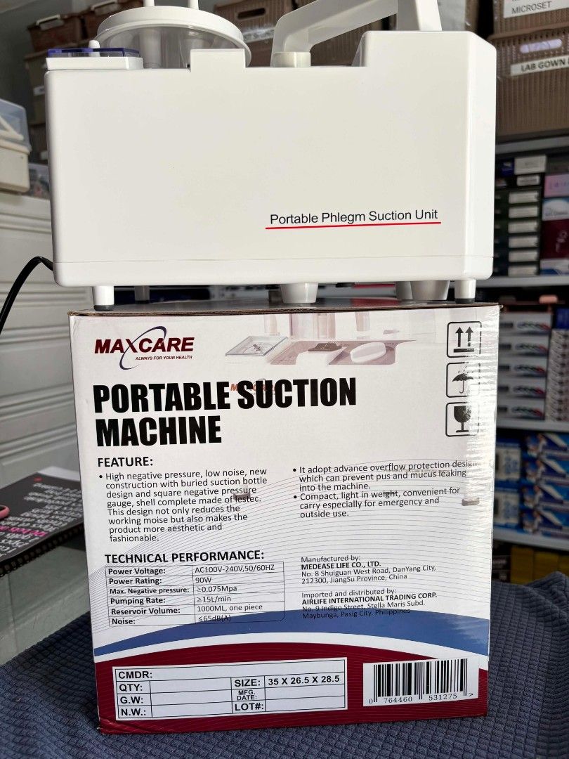 Poratable suction machine (brandnew) (Category: Medical Supplies & Tools) located in Manila. Submitted by atarah1225 (Listing ID 1450030495, Image 3). Description: .