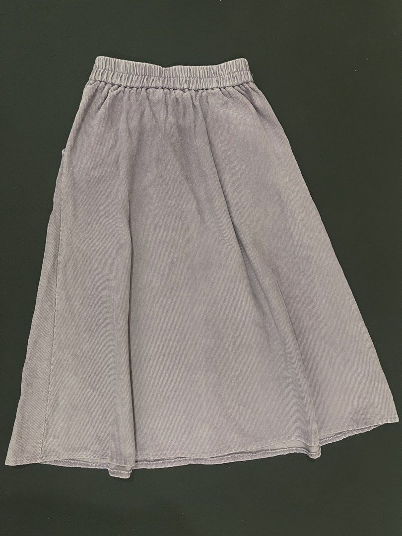 Purple Corduroy Skirt (Category: Skirts) located in Santa Cruz, Pampanga. Submitted by httpschayo (Listing ID 1450057875, Image 3). Description: Purple Corduroy Skirt Waist: “23 - “27 Length: “28 • medida sizing — garterized — button closure — working zipper — corduroy texture — the color may slightly change due to lighting note: may parang grease stains (can be seen in the picture). .