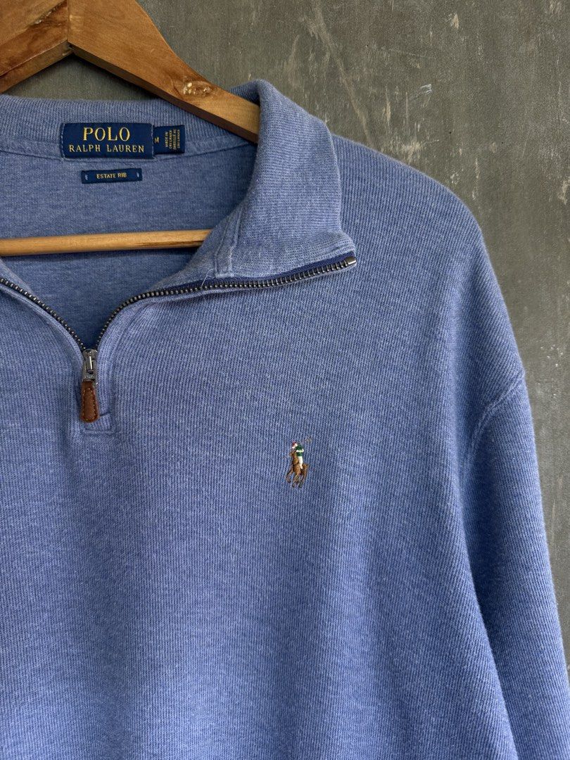 RL Qzip in Baby Blue (Category: Coats, Jackets and Outerwear) located in San Leonardo. Submitted by driftbyel (Listing ID 1450099964, Image 2). Description: RL Qzip in Baby Blue - Complete Tags✅ - Estate rib, Tricolor Pony✨ M on tag, fits M-L Measurements: Width: 23” Length: 26” Very Good Condition Color rate: 9.5/10 issue: None Mine: ₱2799.