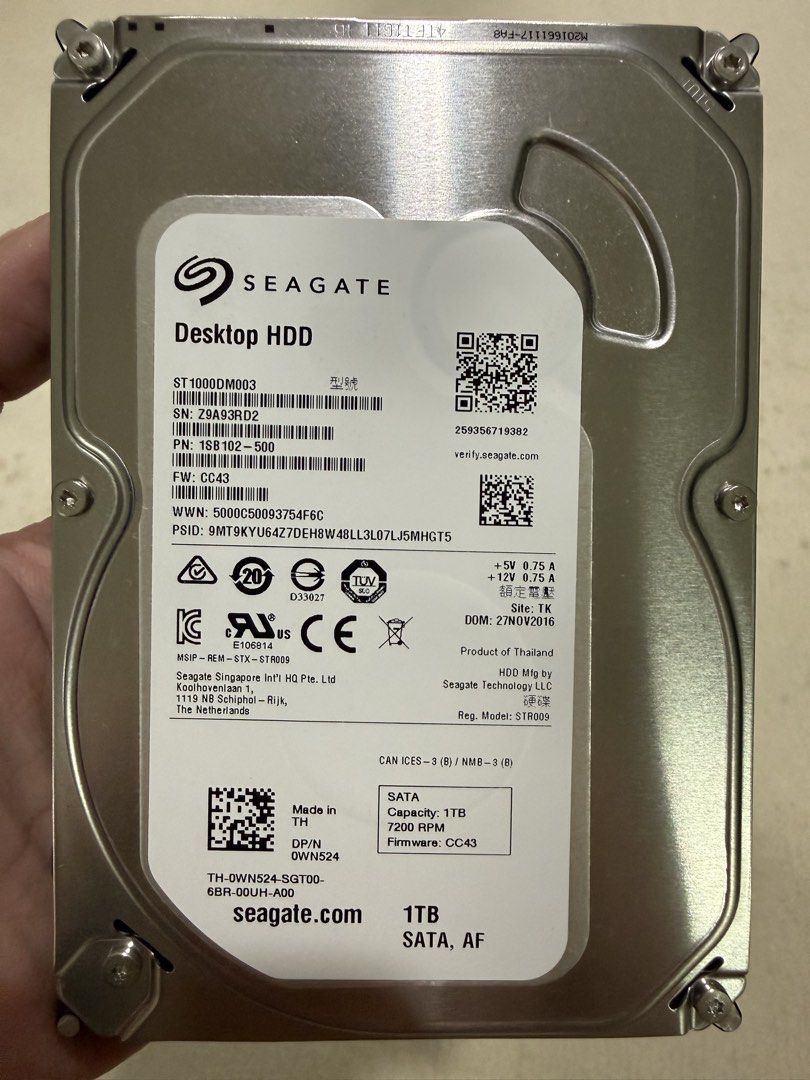 Seagate Desktop HDD 1TB SATA Hard Drive ST1000DM003 *MINT*