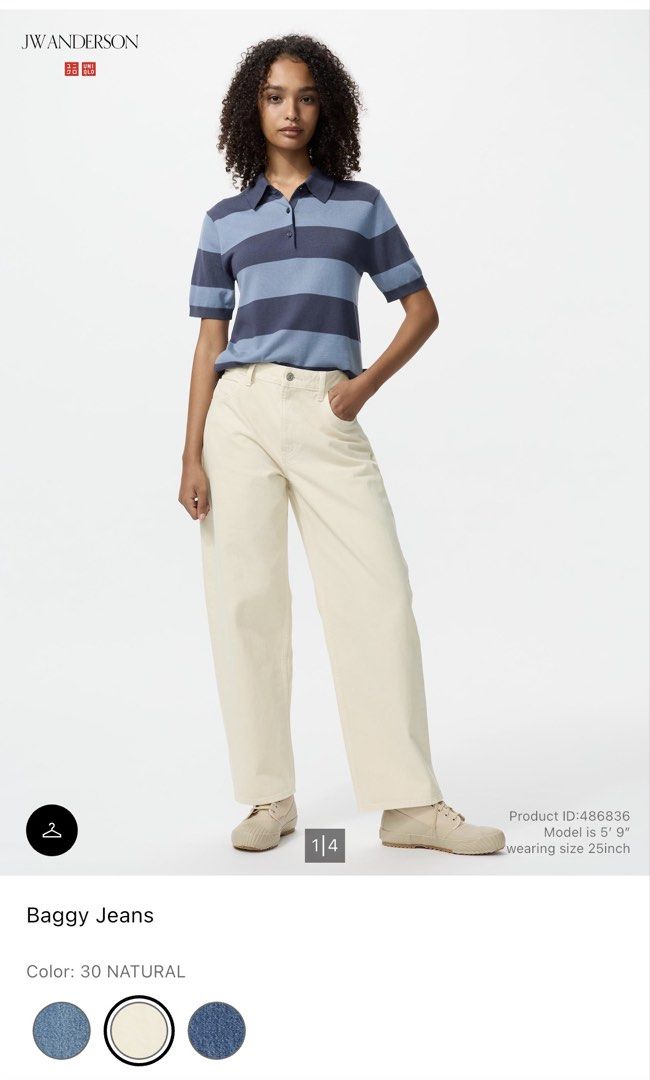 Uniqlo JWA Baggy Barrel Jeans in Size 26/28, Women's Fashion, Bottoms