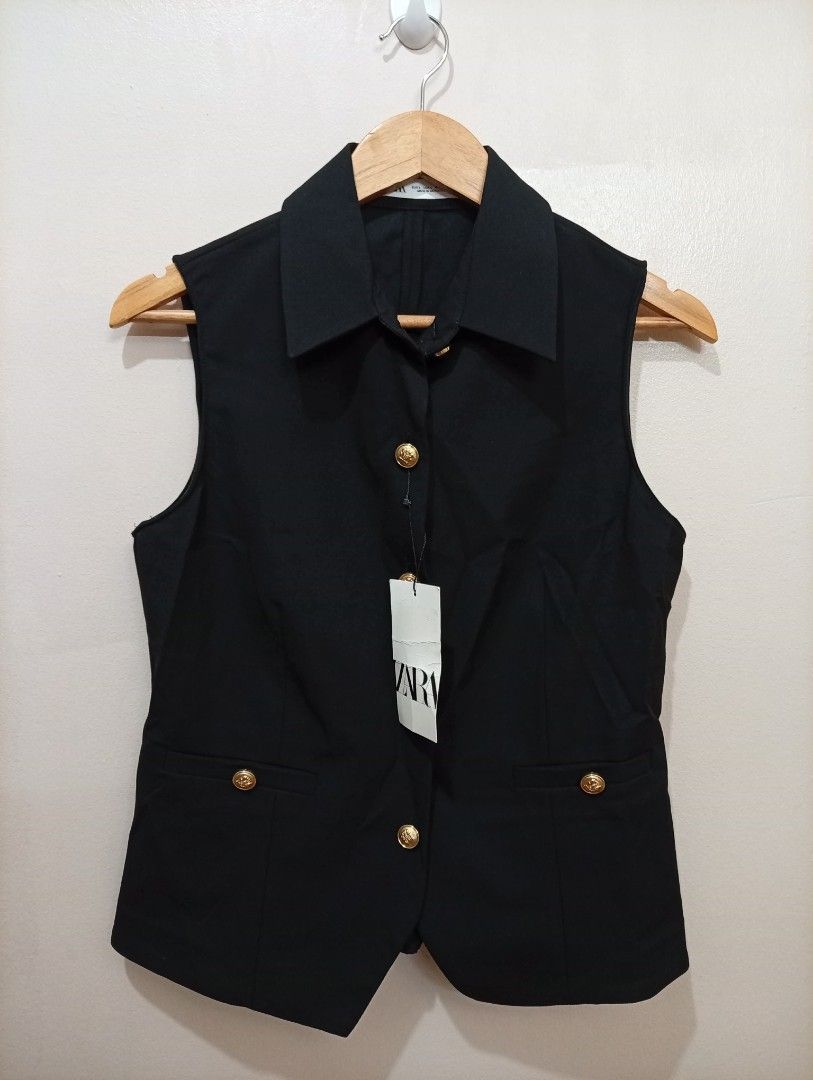Zara vest with gold buttons (Category: Sleeveless) located in Cavite. Submitted by midnightbloom20 (Listing ID 1450027942, Image 3). Description: bnw.