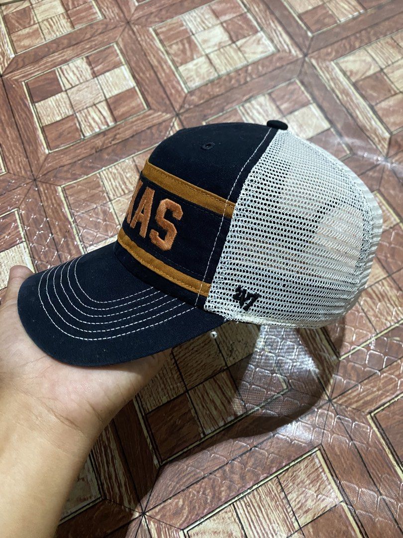 47 Brand Texas Longhorns Trucker Cap (Category: Caps & Hats) located in Puerto Princesa. Submitted by earlpogitrhift (Listing ID 1450283152, Image 3). Description: - Navy blue trucker cap - 'TEXAS' embroidered on the front - Texas Longhorns logo on the side - Mesh back for breathability - Adjustable snapback closure - Perfect for Texas fans.