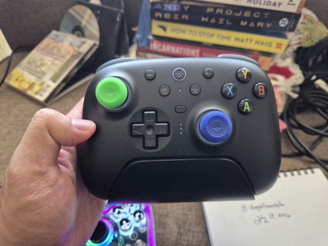 8bitdo Ultimate 2 Controller Bundle (Category: Controllers) located in Pasig City. Submitted by choppedbeanstalk (Listing ID 1450176510, Image 2). Description: Selling as a bundle only - 8bitDo Ultimate 2 - XBox layout, used as controller for gaming laptop, compatible with PC, Mac, Android - IINE Bastet - used as PS4 controller, compatible with PC, Mac, PS4, and Nintendo Switch 1 Inclussion: - Two controllers - Original cables - 8bitDo charging d