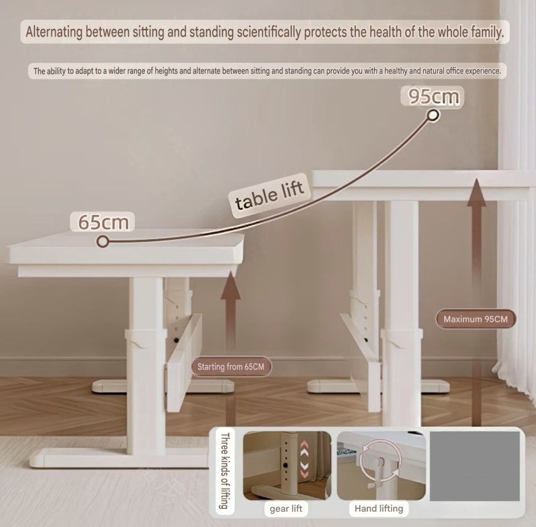 Adjustable Study Table (Category: Tables & Sets) located in Cheras. Submitted by beetle_living (Listing ID 1450208800, Image 1). Description: - Table can be adjustable from the height of 65cm -95cm Available sizes: 80cm x 60cm 100cm x 60cm 120cm x 60cm 140cm x 60cm 160cm x 60cm.