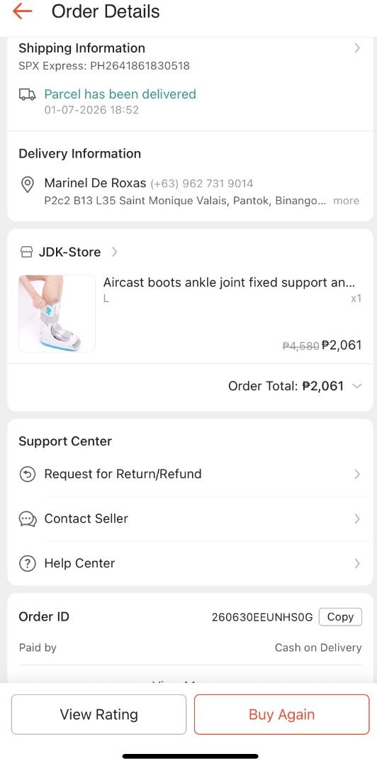 Air Cast Boot (Category: Medical Supplies & Tools) located in Binangonan. Submitted by bevenel (Listing ID 1450281612, Image 1). Description: Sale since not needed .