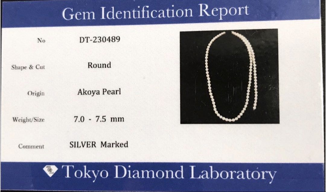 Akoya Pearl Necklace with Silver Clasp (Category: Necklaces) located in Las Pinas. Submitted by CocoBebeBeautiQ (Listing ID 1450219057, Image 2). Description: AUTO PASS TO LOW BALLER ‼️‼️‼️‼️ Akoya Pearl Necklace 📌with Camelia clip 📌80cm 7-7.5mm 📌With Certificate .