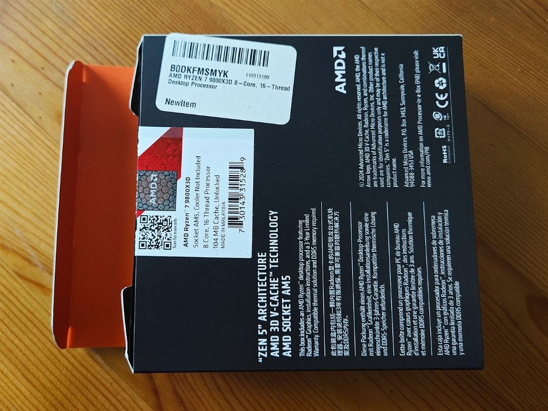 AMD Ryzen 7 9800x3D Gaming CPU511733327033815042