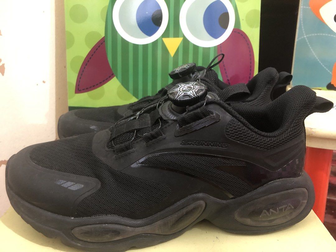 ANTA Black Running Shoes with BOA Lacing System (Category: Babies & Kids Fashion) located in Manila. Submitted by reginejamito (Listing ID 1450143912, Image 3). Description: Size: US 4y / EUR 36 / CHN 230 - Black ANTA running shoes - Features BOA lacing system for a secure and quick fit - Breathable mesh upper keeps your feet cool - Excellent grip on the sole for stability - Perfect for running, training, or everyday wear - Shows some signs of us