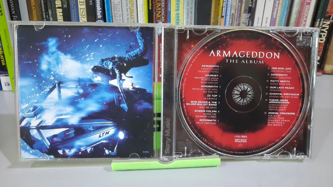 Armageddon The Album CD Soundtrack (Category: CDs & DVDs) located in Kota Kinabalu. Submitted by haziqmohd85 (Listing ID 1450139720, Image 3). Description: - Original Soundtrack CD for the movie Armageddon. - Features iconic songs by Aerosmith, Journey, ZZ Top, Bob Seger, and more. - Includes the massive hit 'I Don't Want to Miss a Thing'. - A must-have for fans of the movie or 90s rock music. - Released by Sony Music. If interested can pm.