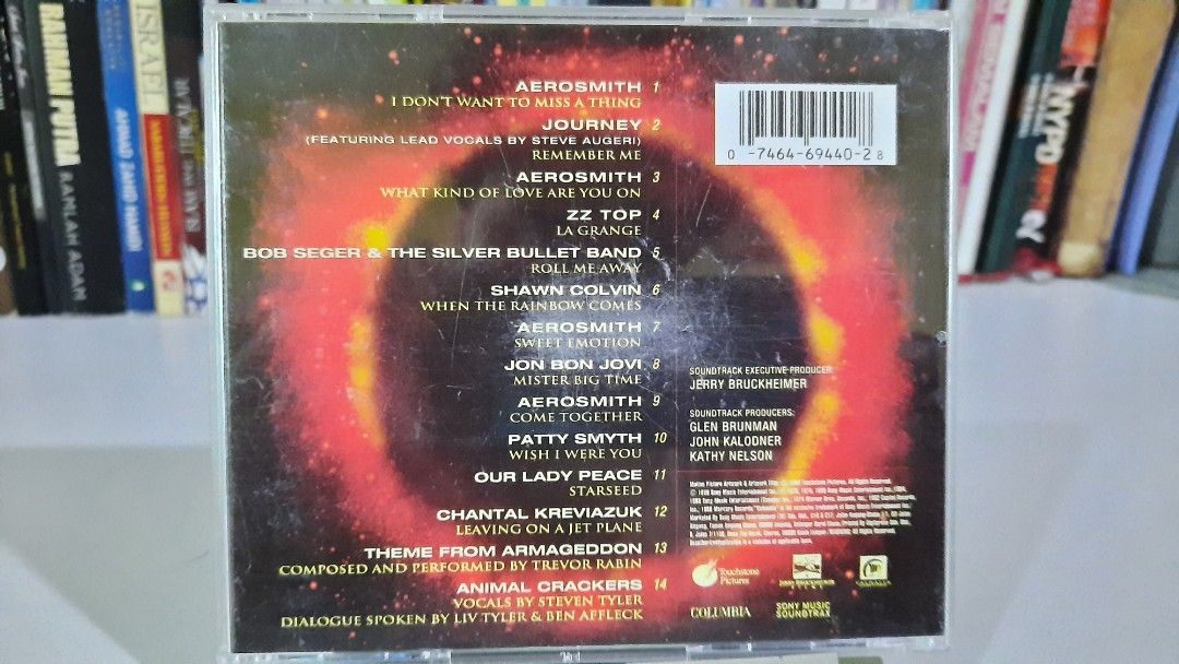 Armageddon The Album CD Soundtrack (Category: CDs & DVDs) located in Kota Kinabalu. Submitted by haziqmohd85 (Listing ID 1450139720, Image 2). Description: - Original Soundtrack CD for the movie Armageddon. - Features iconic songs by Aerosmith, Journey, ZZ Top, Bob Seger, and more. - Includes the massive hit 'I Don't Want to Miss a Thing'. - A must-have for fans of the movie or 90s rock music. - Released by Sony Music. If interested can pm.
