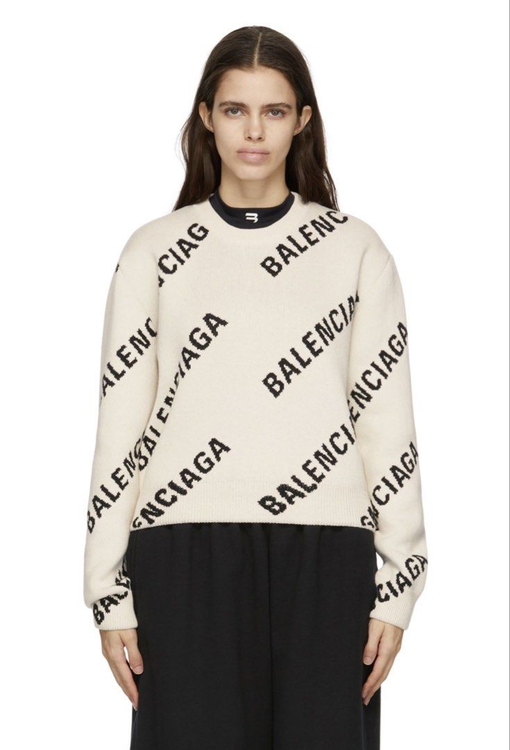 AUTHENTIC Balenciaga Sweatshirt (Category: Luxury Apparel) located in Quezon City. Submitted by FashionFab (Listing ID 1450274441, Image 1). Description: 100% authentic. Bought in Balenciaga store. Unisex. Color is light cream. Worn twice. My personal preloved item. Fits medium to large.
