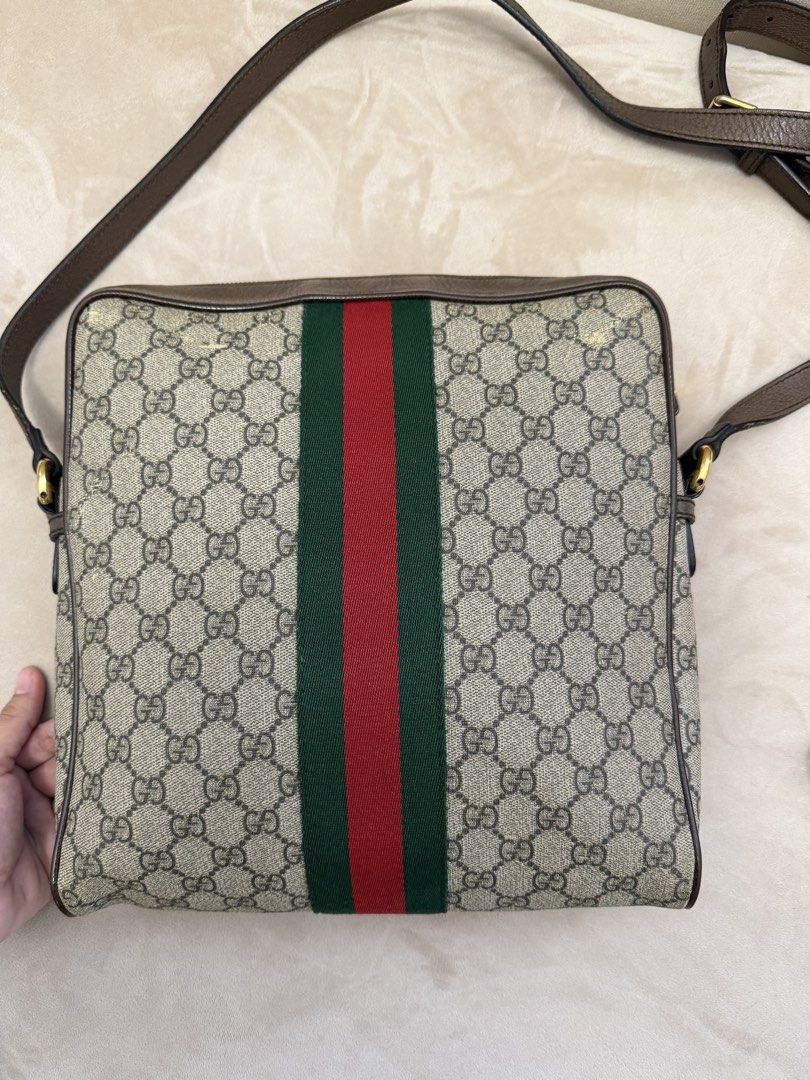 Authentic Gucci Ophidia Messenger Bag (Category: Luxury Bags & Wallets) located in Manila. Submitted by maria_2326 (Listing ID 1450175711, Image 2). Description: Gucci Ophidia Messenger Bag Guarantee Authentic Can fit ipad and 11” laptop With dust bag only Flaw: Professionally hand-painted in the top part See last two photos Location: Manila/QC.