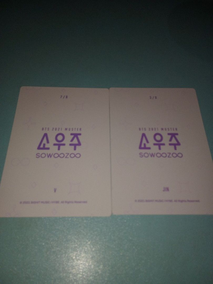 BTS 2021 Master Sowoozoo Photocards V, Jin, RM (Category: K-Wave Merchandise) located in Makati City. Submitted by forbeadsakesph (Listing ID 1450210737, Image 3). Description: 50 each - Official BTS 2021 Master Sowoozoo photocards - Includes V, Jin, and RM - Authentic merchandise - Essential for any ARMY collection - Rare and highly sought-after TERMS: payment first policy. pls don't offer if you prefer COD. Shipping: Nationwide LBC / J&T only S