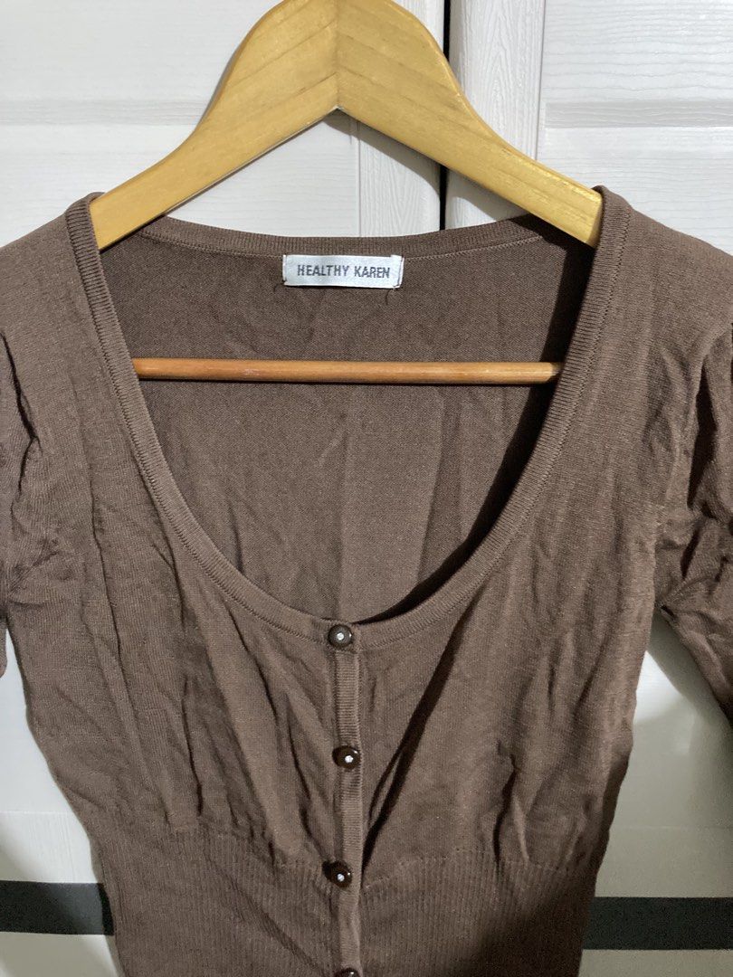 Button front ribbed knit cardigan (Category: Others Tops) located in Manila. Submitted by declutteria_forest (Listing ID 1450275067, Image 2). Description: Has an issue Size s-m.