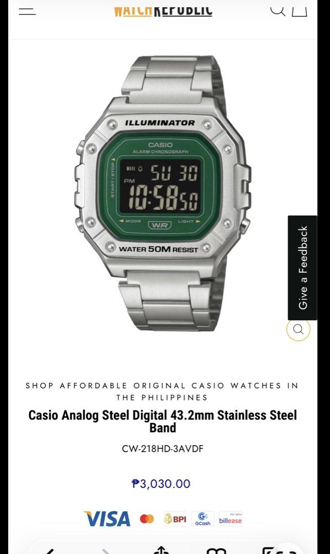 Casio Analog Steel Digital Watch CW-218HD-3AVDF (Category: Men's Watches) located in Quezon City. Submitted by ddozed (Listing ID 1450136809, Image 1). Description: - Casio Analog Steel Digital Watch (Model CW-218HD-3AVDF) - Durable Stainless Steel Band - Unique Green Digital Display - Water Resistant up to 50 Meters - Built-in Alarm Function - Stopwatch (Chronograph) Capability - Ideal for Everyday Wear.