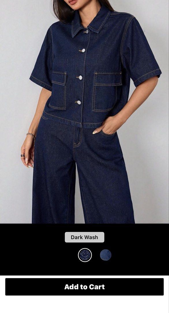 Denim polo (Category: Coats, Jackets and Outerwear) located in Tabaco. Submitted by debeub (Listing ID 1450185050, Image 2). Description: Small on tag pero kasya gang large pa boxy type kasi.