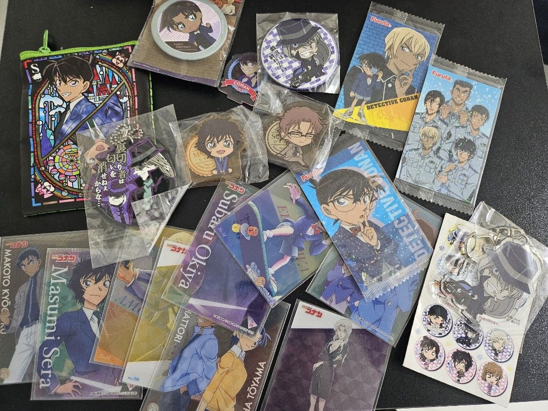 Detective Conan assorted merch (Category: Character Goods) located in Candelaria. Submitted by bentablesetc (Listing ID 1450257022, Image 1). Description: Detective conan merch 200 + sf MOP: Gcash Courier: J&t Loc: Candelaria Quezon.