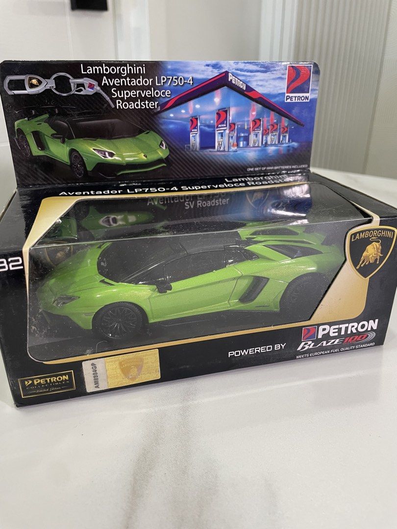 Petron x Lamborghini 1:32 Scale Model Diecast Car Collection (Category: Vehicle & Diecast Models) located in San Juan City. Submitted by declutterdiariesmnl (Listing ID 1450184085, Image 2). Description: - Petron x Lamborghini 1:32 Scale Diecast Car Models - Models Available: - Lamborghini Aventador LP750-4 Superveloce Roadster (Orange) - Lamborghini Aventador LP750-4 Superveloce Roadster (Green) - Lamborghini Huracán LP610-4 Spyder (Blue) - Lamb