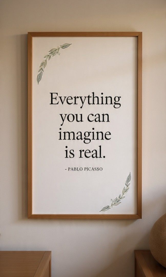 Digital Frame wall design (Category: Frames & Pictures) located in Manila. Submitted by artdecor.604241 (Listing ID 1450187918, Image 2). Description: Minimalist Quote Wall Art Bundle - ₱99 Get 3 HD printable designs with inspiring quotes from Marcus Aurelius, Pablo Picasso, and Walt Disney. Each print is A4 size, 300 DPI, with elegant font and delicate botanical accents. This is an instant digital download — just pay via my Maya QR and send proo
