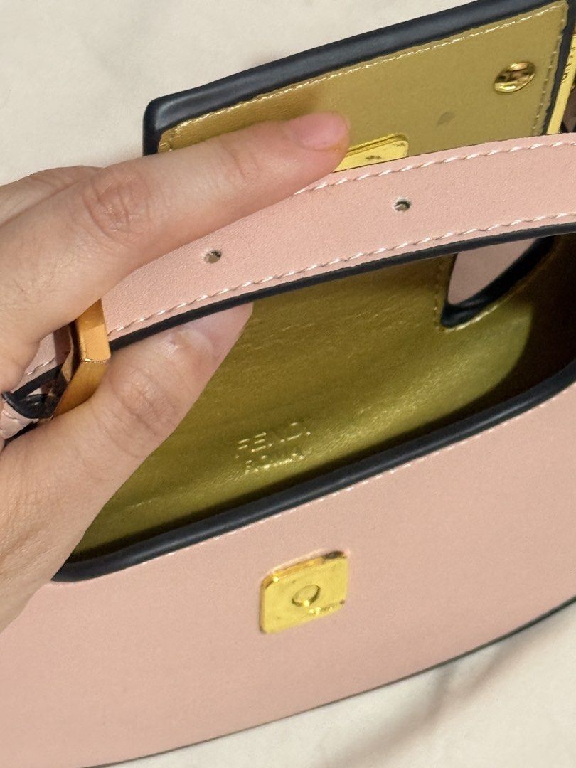Fendi Pink Monogram Mini Baguette Shoulder Bag (Category: Luxury Bags & Wallets) located in Manila. Submitted by tuchiichi (Listing ID 1450257955, Image 3). Description: - Super cute Fendi mini bag - Pink leather with gold hardware - Iconic FF logo on front flap - Fendi Roma branding inside - Adjustable strap - Perfect for night out or everyday use - can do lalamove - gcash payment or gotyme.