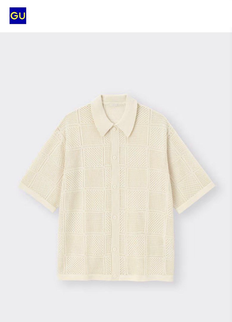 GU Washable Mesh Knit Shirt Stretch (Category: Tshirts & Polo Shirts ) located in Pasig City. Submitted by jie1031 (Listing ID 1450298130, Image 1). Description: GU Washable Mesh Knit Shirt Stretch * Code: 351-350132 (42-05) * Color: Cream * Material: 100% dry-touch acrylic * Size on tag: S * Bust: 21-24 * Length: 24 * Description: Relaxed, loose silhouette with 5-quarter sleeves (half-sleeves extending near the elbow). * ₱ 400 only! * Payment fi