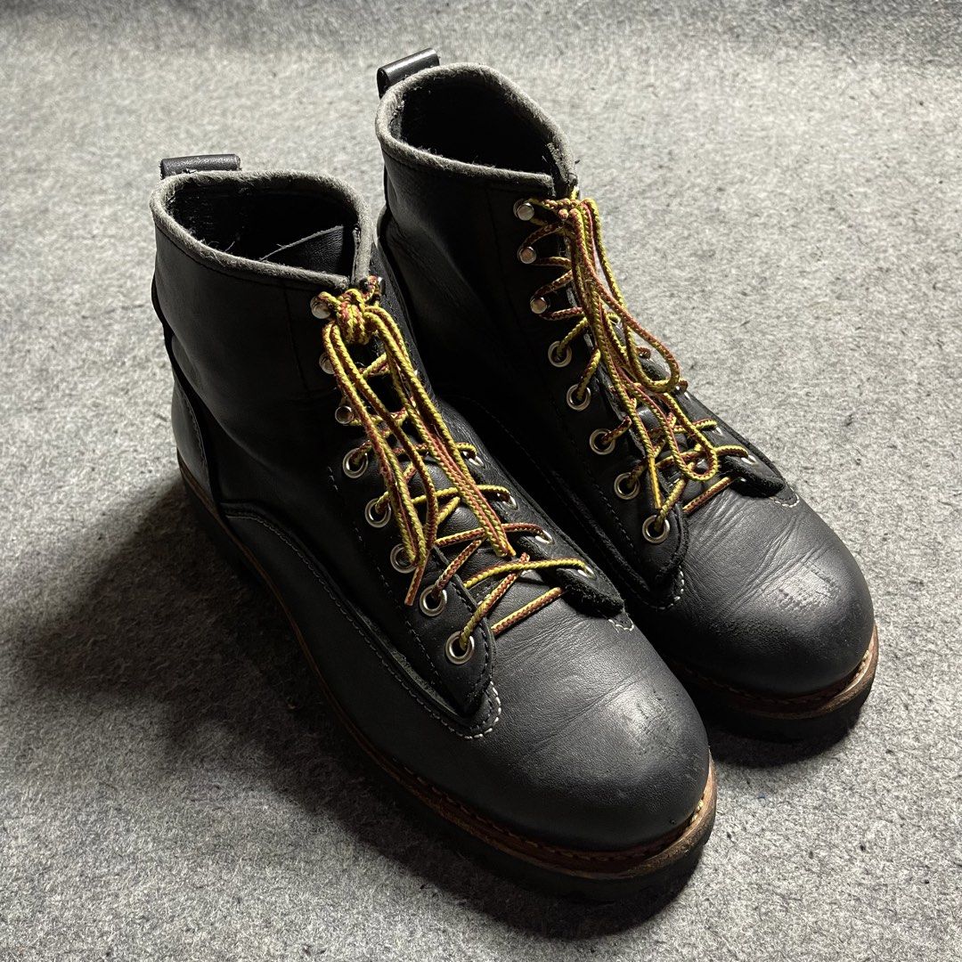 Hawkins Lineman Black Genuine Leather Boots (Category: Boots) located in Zamboanga. Submitted by rag_20 (Listing ID 1450150294, Image 3). Description: Hawkins Lineman Black Genuine Leather Boots a heavy-duty, lace-to-toe style heavily inspired by classic workwear silhouettes like the Red Wing Lineman. The eyelets extend far down toward the toe box, allowing for a highly customizable and secure fit across the entire foot, Features clean, prominent