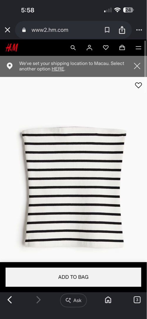 H&M Striped Tube Top (Category: Sleeveless) located in Bustos. Submitted by krjavier (Listing ID 1450234030, Image 1). Description: .