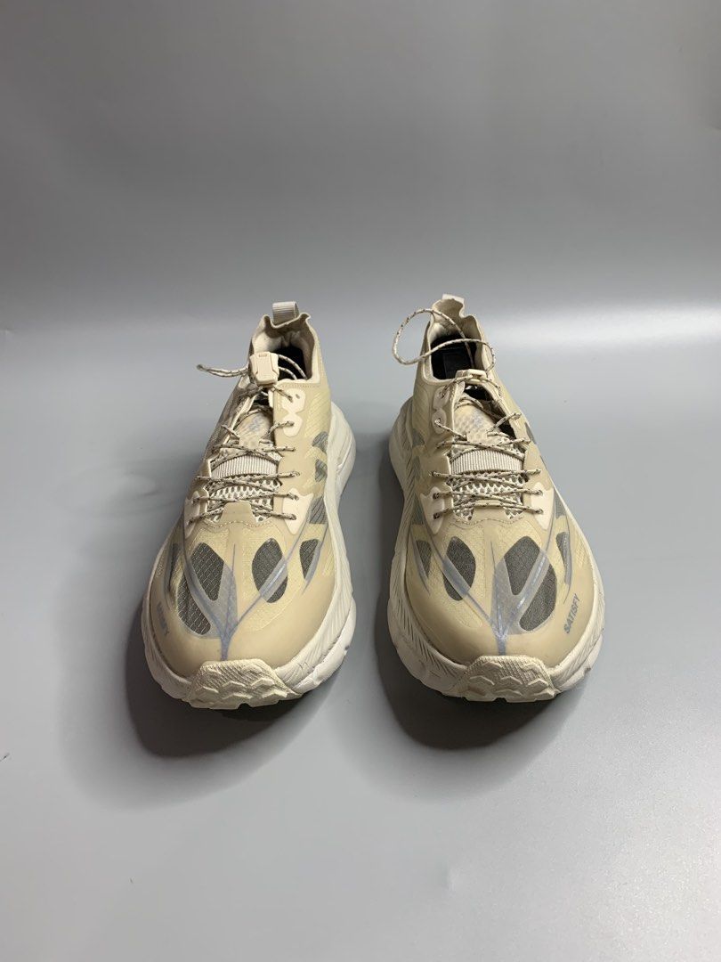 Hoka One x Satisfy Mafate 4 (Category: Sneakers) located in Binan City. Submitted by hybrid_archival_theory (Listing ID 1450142874, Image 3). Description: Hoka One x Satisfy Mafate Speed 4 Lite Running Shoes Unisex Size- US 6 mens/US 7 womens /38 In Good Condition • No Inclusions • Pair Only Please Check Detailed Photos Posted For Your Reference Thankyou!!! •Hoka One One x Satisfy Mafate Speed 4 Lite sneakers in the "Bone" or "Truffle Salt" color