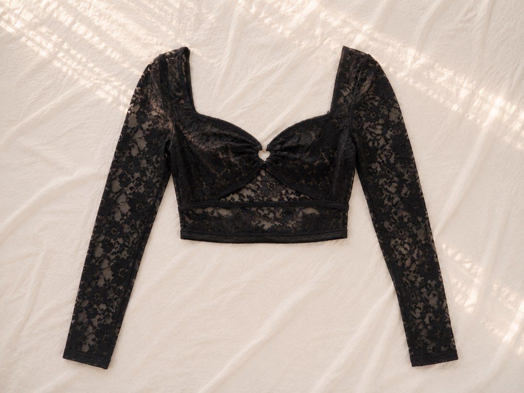 Lace long sleeve with cut out black (Category: Longsleeves) located in Dasmarinas. Submitted by lovedbyryl (Listing ID 1450313434, Image 1). Description: 🚛: J&T and Lalamove only 💳: Gcash/ Maribank/ BPI 📍: Dasma Cavite.