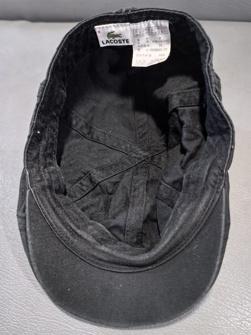 Lacoste Flat Cap Hat Grey Denim Size 3 58cm (Category: Caps & Hats) located in Cagayan de Oro. Submitted by pootx (Listing ID 1450255039, Image 3). Description: - Lacoste Grey Denim Flat Cap - Size 3 (58cm) - 100% Cotton - Perfect for everyday wear - Please check photos for detailed condition.