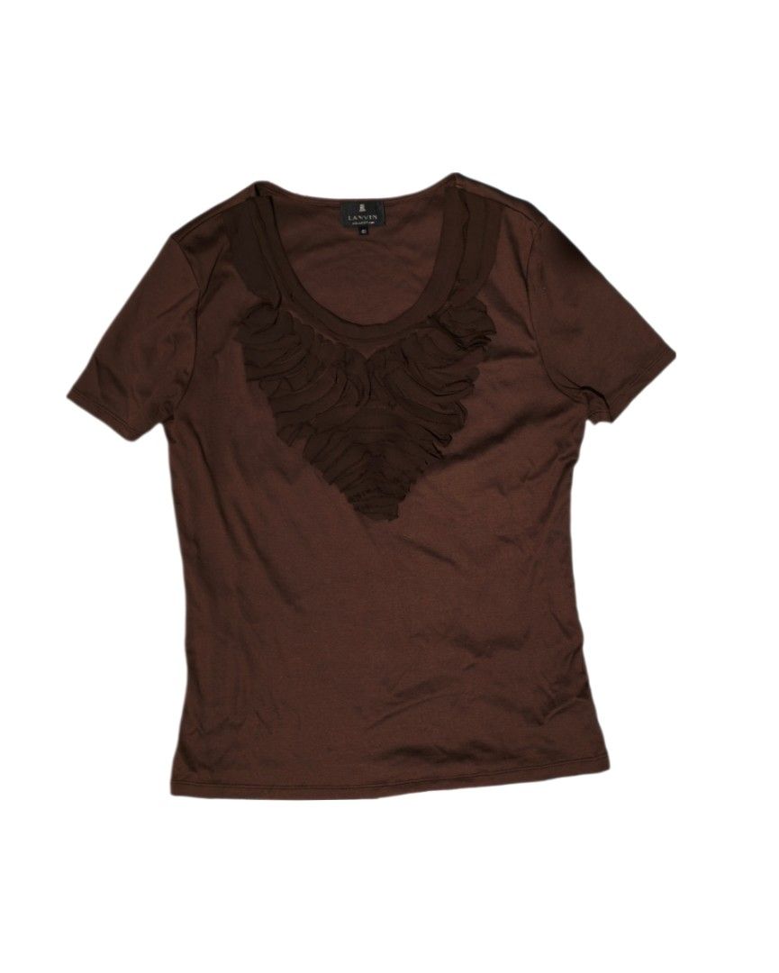 Lanvin Collection Brown Ruffle Top (Category: Blouses) located in Pototan. Submitted by pastthreads (Listing ID 1450202612, Image 1). Description: Excellent condition L 23 W 15.
