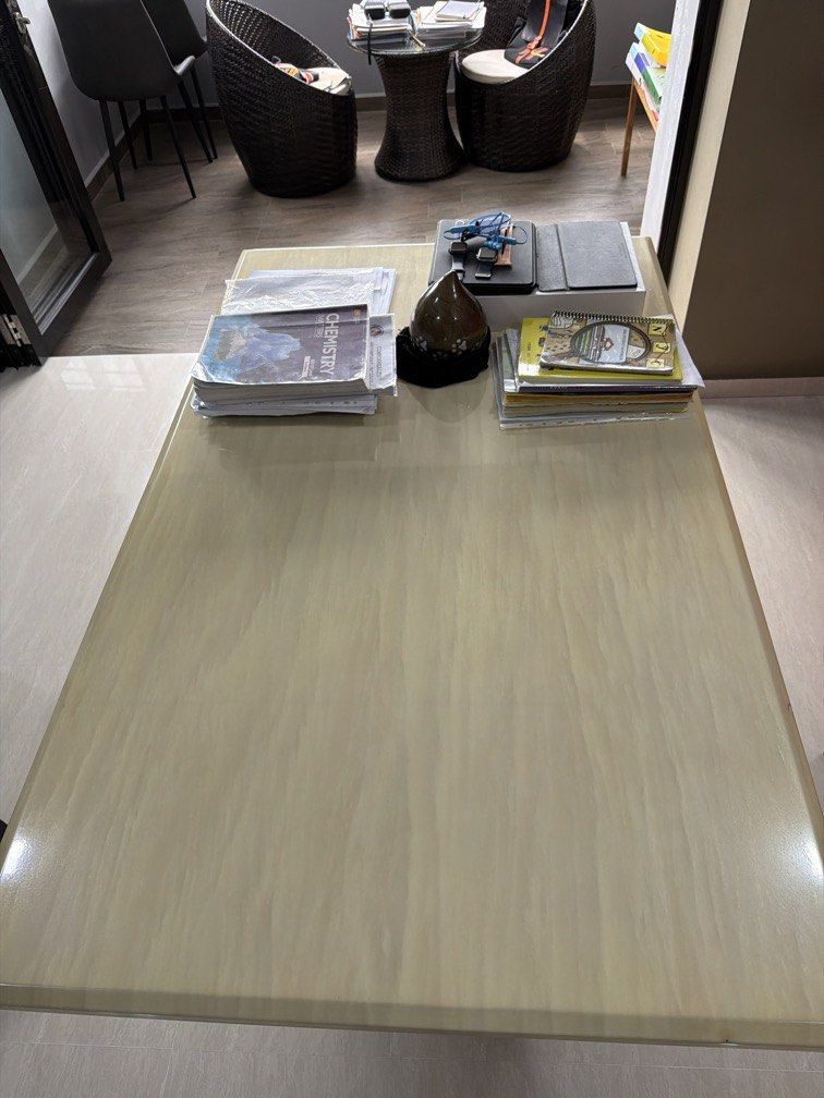 Marble dining table (Category: Tables & Sets) located in Singapore. Submitted by jjj2323 (Listing ID 1450179296, Image 2). Description: Marble stone dining table. Size 150cm by 90cm. Can sit 6 comfortably. Buyer to arrange for own mover.