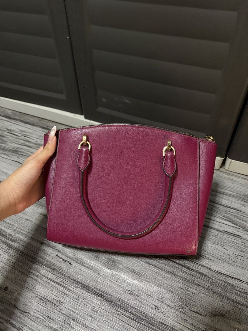 Michael Kors Selma Handbag Medium (Category: Luxury Bags & Wallets) located in Manila. Submitted by angelrose0210 (Listing ID 1450222037, Image 2). Description: - Michael Kors handbag - Deep berry color - Gold hardware details - Top handles - Detachable crossbody strap - Interior zip pocket - Comes with authenticity cards - Versatile for everyday or special occasions.