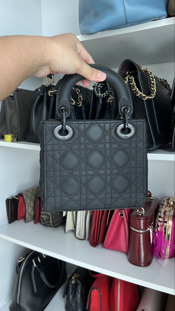 Mini Lady Dior (Category: Bags & Wallets) located in Petaling Jaya. Submitted by fitriyy (Listing ID 1450208564, Image 2). Description: - Matte black finish - Iconic cannage stitching - Includes charm - Postage everyday 😘😘.