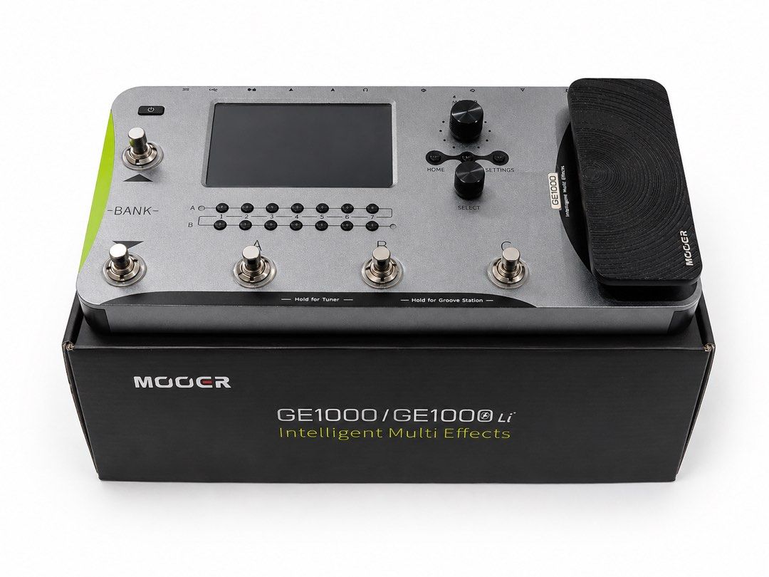 Mooer GE1000 GE1000Li Intelligent Multi Effects Pedal (Category: Musical Instruments) located in Kuala Lumpur. Submitted by hyperisltz (Listing ID 1450177853, Image 1). Description: - Mooer GE1000/GE1000Li Intelligent Multi-Effects Pedal - Built-in expression pedal for expressive control - User-friendly screen for easy navigation - Multiple footswitches for seamless effect management - Ample inputs and outputs on the rear panel - Includes origina