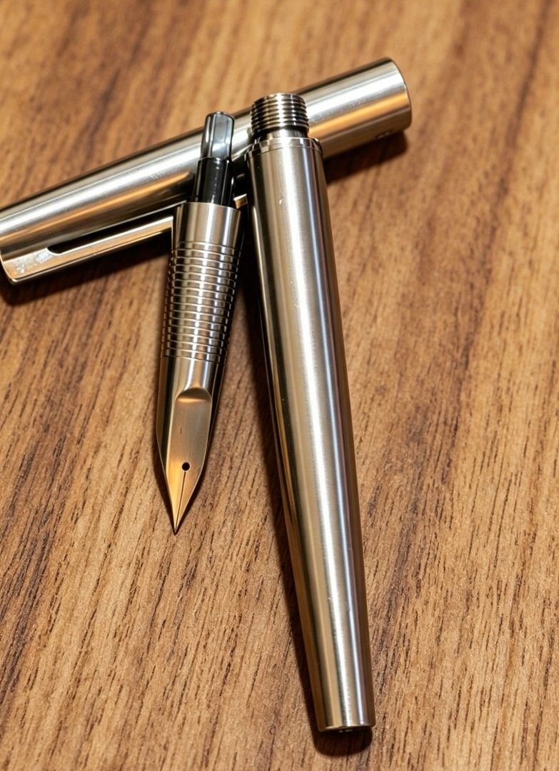 MR Fountain Pen Silver Metal (Category: Stationery & School Supplies) located in Naga. Submitted by solamia (Listing ID 1450218987, Image 3). Description: - Sleek silver metal fountain pen - Features a cap with a clip - Visible nib for a classic writing experience - Unscrews to access ink cartridge area - Ideal for smooth and elegant writing - Comes with a bonus Star Wars Stormtrooper figure for display.