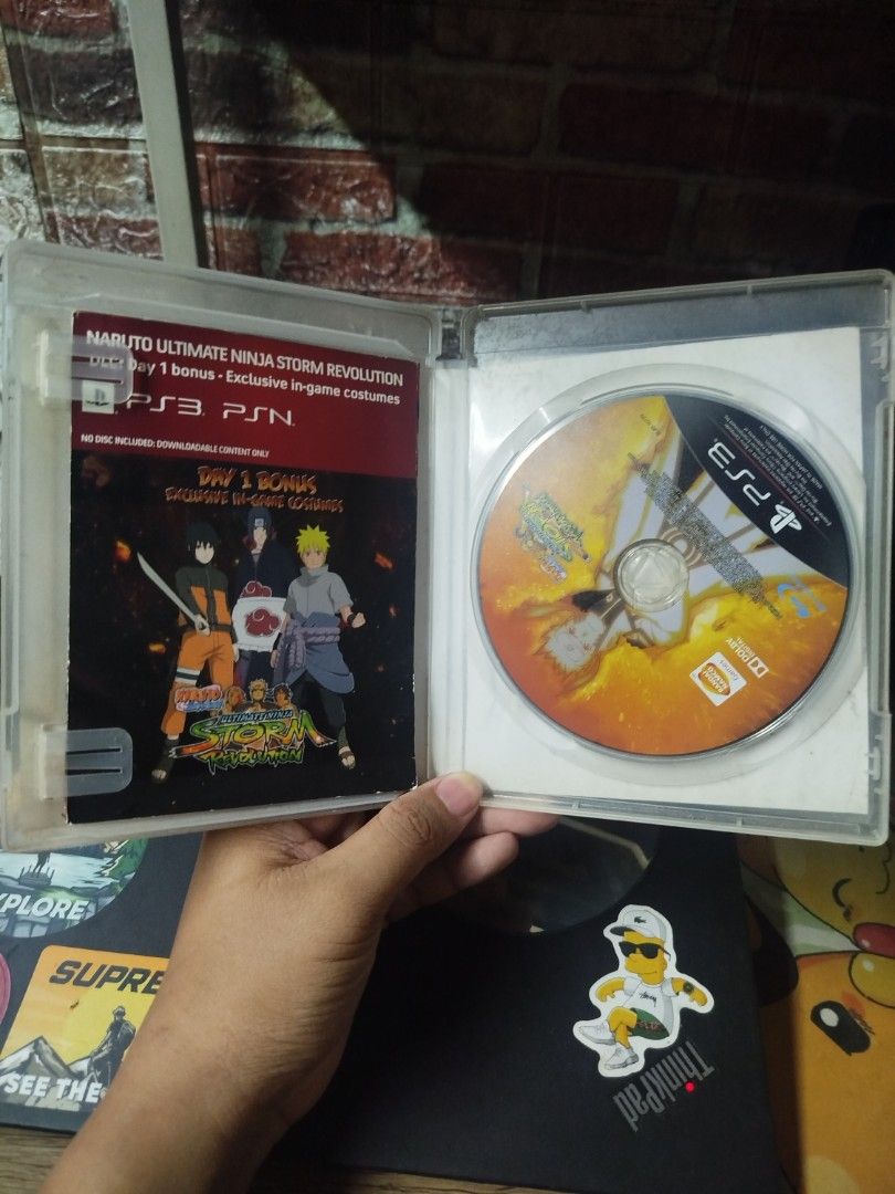 Naruto Ultimate Ninja Storm Revolution PS3 Game (Category: PlayStation) located in Binan City. Submitted by pumpkiiin02 (Listing ID 1450244809, Image 3). Description: - Naruto Ultimate Ninja Storm Revolution for PS3 - Includes Day 1 Bonus: Exclusive in-game costumes - Great fighting game for Naruto fans - Case has minor scuffs but is fully functional - Ready for pickup or shipping.