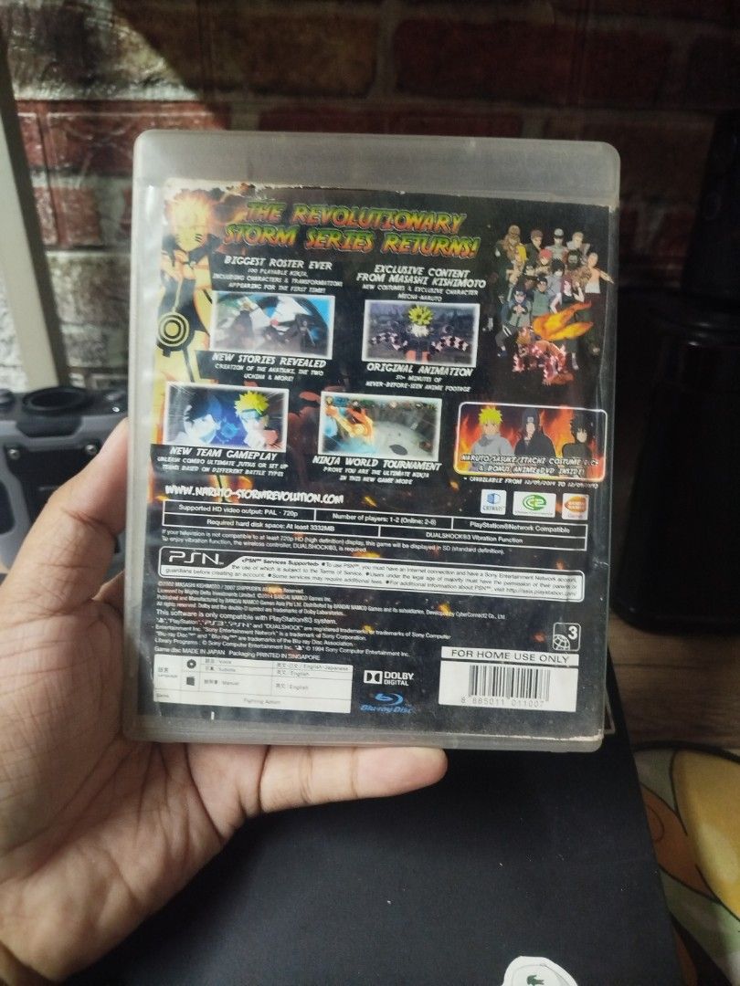 Naruto Ultimate Ninja Storm Revolution PS3 Game (Category: PlayStation) located in Binan City. Submitted by pumpkiiin02 (Listing ID 1450244809, Image 2). Description: - Naruto Ultimate Ninja Storm Revolution for PS3 - Includes Day 1 Bonus: Exclusive in-game costumes - Great fighting game for Naruto fans - Case has minor scuffs but is fully functional - Ready for pickup or shipping.