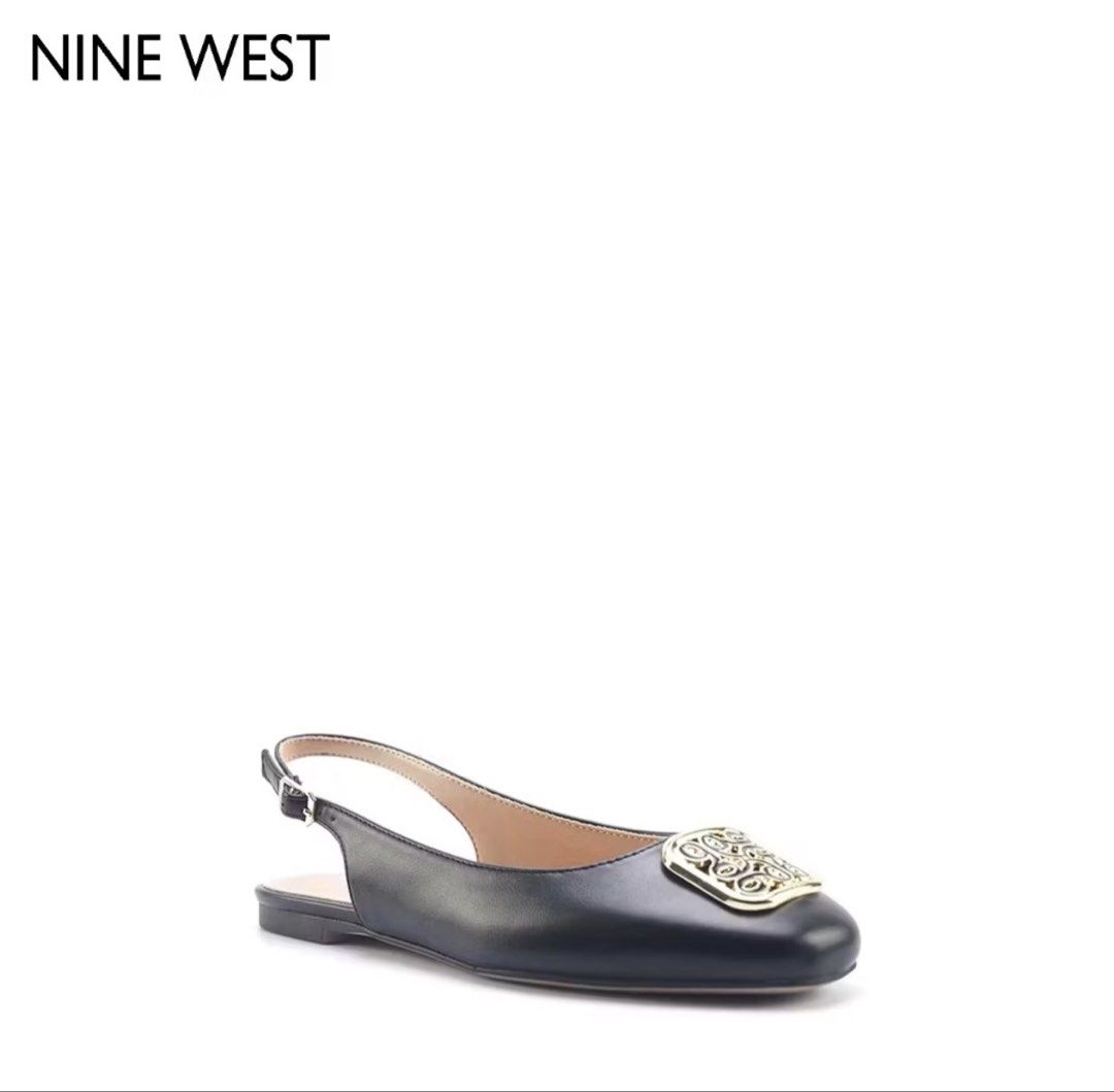 Nine West Black Slingback Flats - Size 39 (Category: Flats & Sandals) located in Bacoor. Submitted by hellonikka (Listing ID 1450296515, Image 1). Description: - Brand: Nine West - Model: Honore 5FX - Type: Black Slingback Flats - Features: Gold-tone square embellishment on toe, adjustable ankle strap - Includes: Original box RFS: Wrong size Bought it for 3,950 .