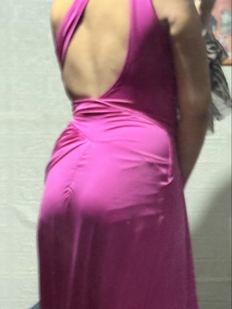 One Shoulder Hot Pink Long Gown (Category: Evening dresses & gowns) located in Makati City. Submitted by sagexoxo (Listing ID 1437452582, Image 2). Description: - im 5'6 and 55kg girly, i think it can fit to large - has sparkling details - Thigh-high slit - Low back design - Thick Fabric - need to wash lanb babang part rfs: only used once for an event.
