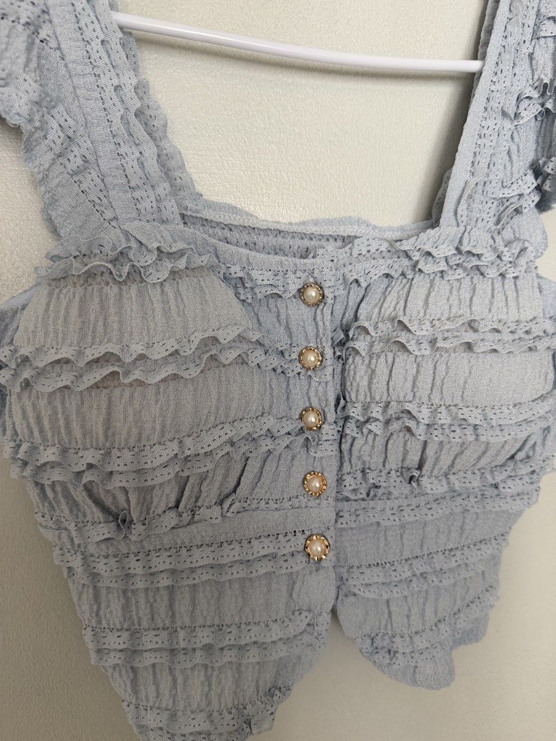 Padded Summer Set/Coordinates (Light Blue) (Category: Sets or Coordinates) located in Manila. Submitted by angelafits (Listing ID 1450213969, Image 2). Description: fits S-M 🛵 delivers everyday via Lalamove 📦delivers via J&T 🧾accepts GCash/BDO bank transfer 📍California Garden Square, Mandaluyong City.